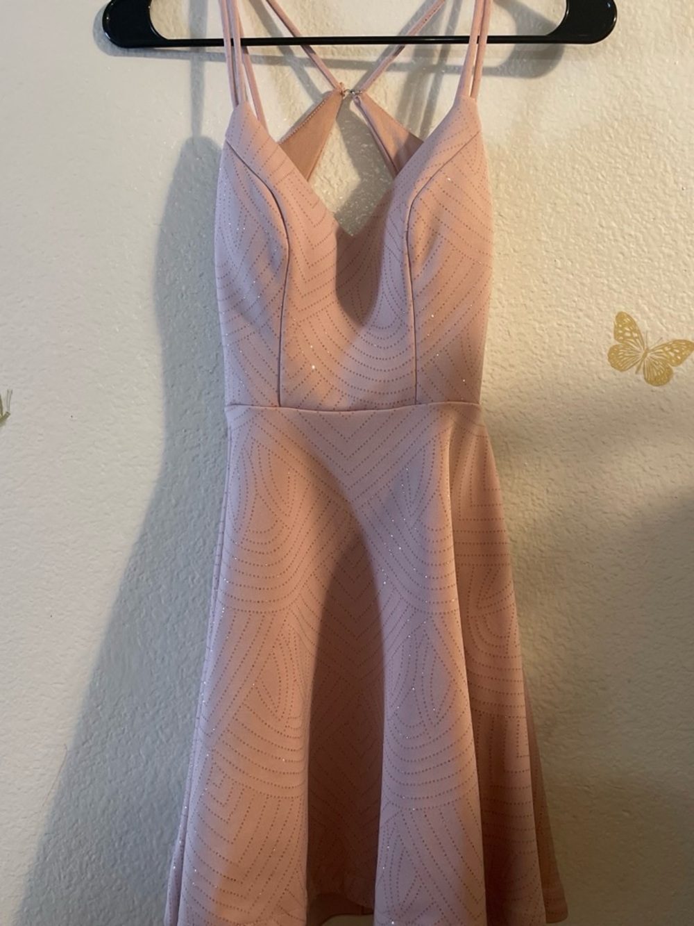 City Studio Blush Pink Crisscross Strappy Fit-and-Flare Dress